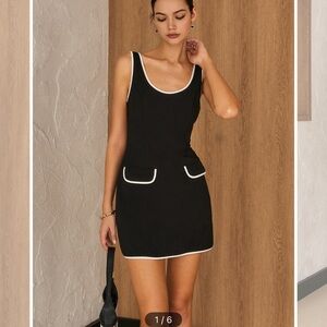 NWT COMMENSE Contrast Trim Piping Mini Dress - Small